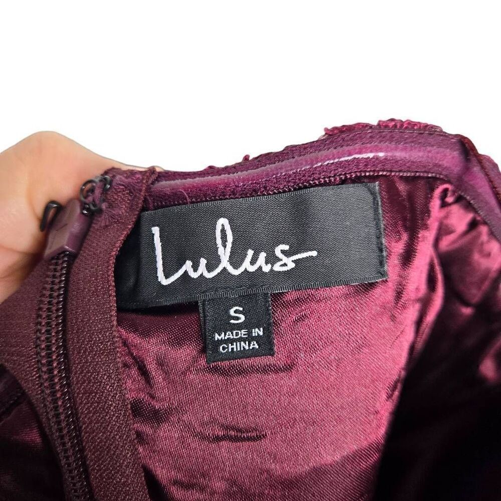 Lulu's Embroidered Bustier Pleated Skirt Burgundy Red Strapless Maxi Dress Small - Picture 6 of 7